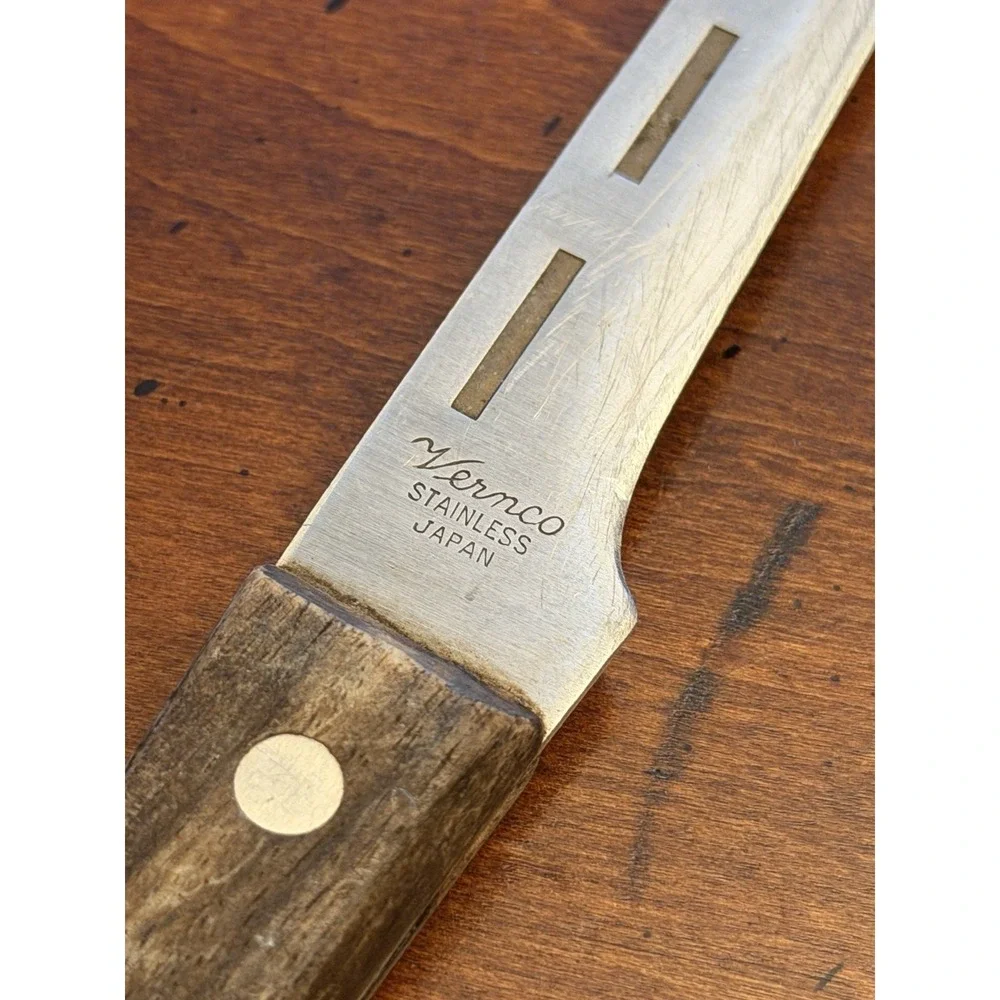 Vintage Vernco Stainless Slotted Cheese Knife & Carving Serving Fork Rosewood Lt